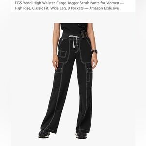 (FIGS)- Black Cargo Collection- Yendi High Waisted Cargo Scrub Pants 🖤